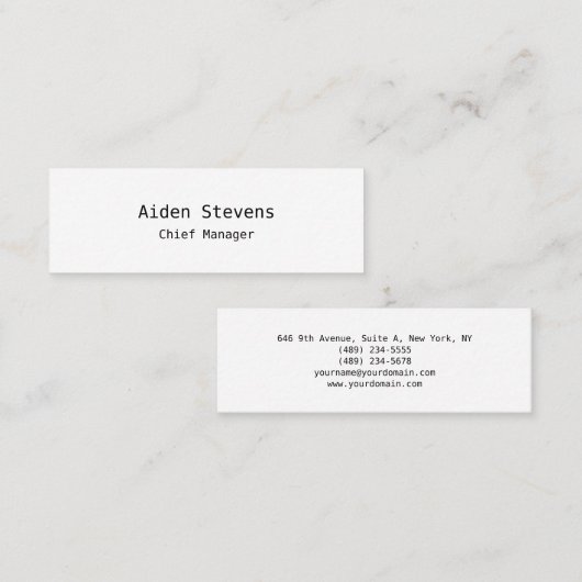 スタイリッシュシンプル平白ミニマルモダンリスト スキニー名刺 (正面/裏面)