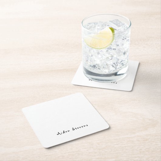 スタイリッシュシンプル平黒白ミニマル スクエアペーパーコースター (インサイチュ)