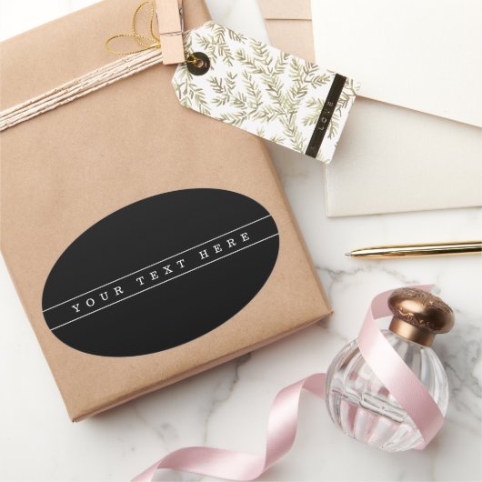 スタイリッシュシンプル文字とシンストライプ 楕円形シール (ギフト)