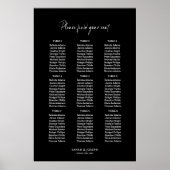 スタイリッシュシンプル黒9テーブル結婚の座席表 ポスター (正面)