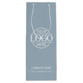 スタイリッシュシンプルDusty Blue Company Business Logo ワインギフトバッグ (裏面)