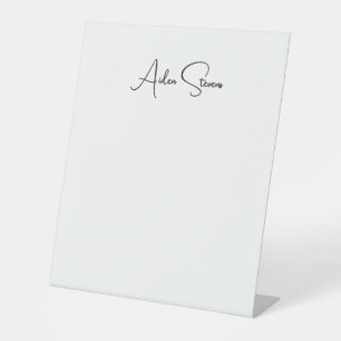 スタイリッシュシンプルPlain Black & White Minimalist Name 台座サイン