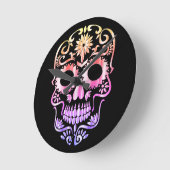 スタイリッシュスカル時計 ラウンド壁時計 (傾斜)