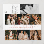 スタイリッシュスクリプエレガントト6フォトコラージュ結婚ズ サンキューカード (正面/裏面)