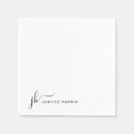 スタイリッシュスクリプトのモノグラムモダンプロフェッショナル スタンダードカクテルナプキン