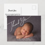 スタイリッシュスクリプ感謝していト写真生まれたばかりの誕生 案内ポストカード (正面/裏面)