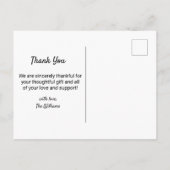 スタイリッシュスクリプ感謝していト写真生まれたばかりの誕生 案内ポストカード (裏面)