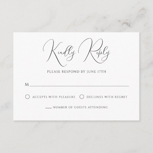 スタイリッシュスクリプ結婚ト 出欠カード (正面)