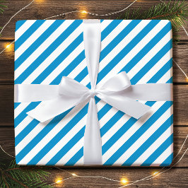 スタイリッシュストライプのはっきりした斜め青 ラッピングペーパー