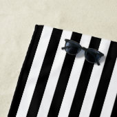 スタイリッシュストライプネットブラック、ホワイト、オレンジ色のレイヤー ビーチタオル (インサイチュ)