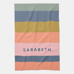 スタイリッシュストライプモダンかわいらしアーストーンカスタム キッチンタオル