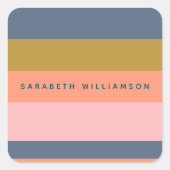 スタイリッシュストライプモダンかわいらしアーストーンカスタム スクエアシール (正面)