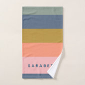 スタイリッシュストライプモダンかわいらしアーストーンカスタム バスタオルセット (ハンドタオル)