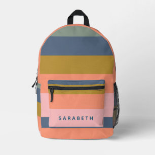 スタイリッシュストライプモダンかわいらしアーストーンカスタム プリントバックパック