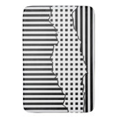 スタイリッシュストライプ不規則タイル白黒 バスマット (正面縦)