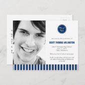 スタイリッシュストライプ卒業発表/招待状 インビテーションポストカード (正面/裏面)