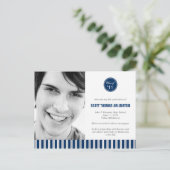 スタイリッシュストライプ卒業発表/招待状 インビテーションポストカード (スタンド正面)