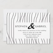 スタイリッシュストライプ白黒モダンゲイ結婚 招待状 (正面)