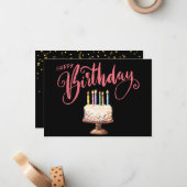 スタイリッシュスモダンクリッカラフルプハッピーバースデー ノートカード (正面/裏面インサイチュ)