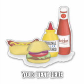 スタイリッシュタイポグラフィかわいいハカラフルハンバーガー シール (正面)