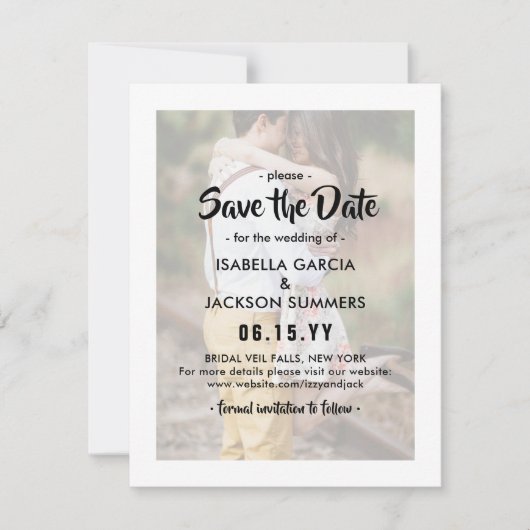 スタイリッシュタイポグラフィオーバーレエレガントイ2フォト結婚ズ セーブザデート (正面)