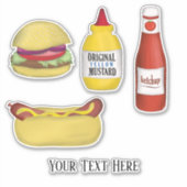 スタイリッシュタイポグラフィ可愛いカラフルハンバーガー シール (正面)