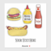 スタイリッシュタイポグラフィ可愛いカラフルハンバーガー シール (シート)