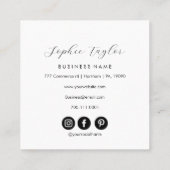 スタイリッシュタイポグラフィ白黒Qrコード スクエア名刺 (裏面)