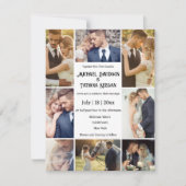 スタイリッシュタイポグラフィ8写真コラージュchic結婚's 招待状 (正面)