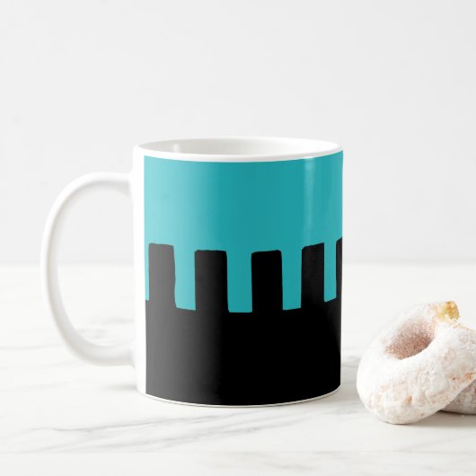 スタイリッシュターコイズと黒のパターン コーヒーマグカップ (ドーナツ)