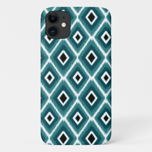 スタイリッシュターコイズブラックイカットパターン Case-Mate iPhoneケース (裏面)