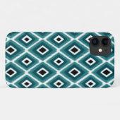 スタイリッシュターコイズブラックイカットパターン Case-Mate iPhoneケース (裏面(横))