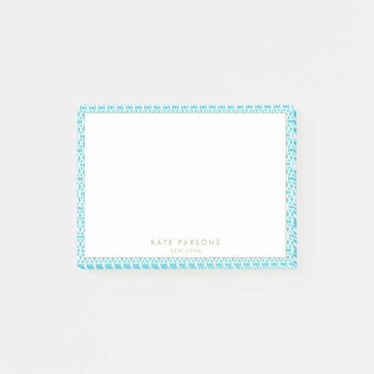 スタイリッシュターコイズブルーパターン付箋 ポストイット (正面)