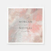 スタイリッシュダスティコーラルモダン抽象芸術結婚ズ スタンダードカクテルナプキン (正面)