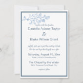 スタイリッシュダスティブルー&ホワモダンイト結婚写真 招待状 (正面)