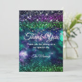 スタイリッシュダークパープルフェイクグリーングリッター感謝していユー カード (スタンド正面)
