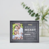 スタイリッシュチャークホリデーフォトカードはがき シーズンポストカード (スタンド正面)