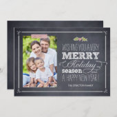 スタイリッシュチャークホリデーフォトカード シーズンカード (正面/裏面)