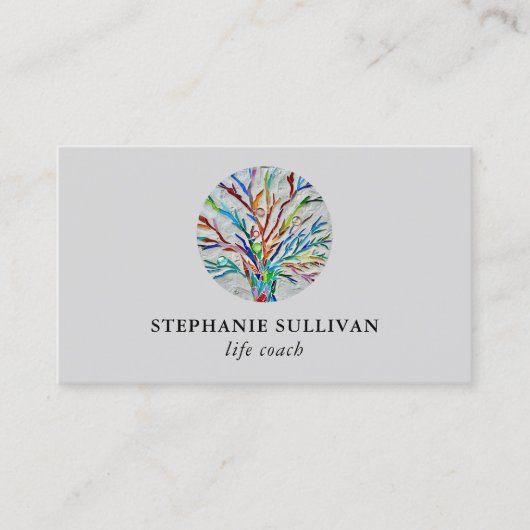 スタイリッシュツリーオブライフコーチグレー 名刺 (正面)