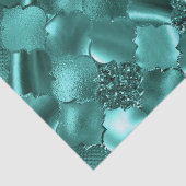 スタイリッシュティール(緑がかった色)きらめくグリッター及び箔クローバー 薄葉紙 (詳細)