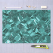 スタイリッシュティール(緑がかった色)きらめくグリッター及び箔クローバー 薄葉紙 (クラフト)