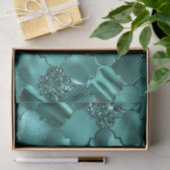 スタイリッシュティール(緑がかった色)きらめくグリッター及び箔クローバー 薄葉紙 (ギフト)