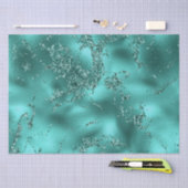 スタイリッシュティール(緑がかった色)きらめくグリッター&フォイルマーブルエフェクト 薄葉紙 (クラフト)