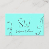 スタイリッシュティール（緑がかった色）とグレイモダン華美モノグラム 名刺 (正面)