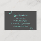 スタイリッシュティール（緑がかった色）とグレーと華美ポートレート写真 名刺 (裏面)