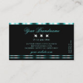 スタイリッシュティール（緑がかった色）とブラックきらめくダイヤエレガント 名刺 (裏面)