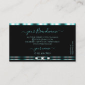 スタイリッシュティール(緑がかった色)とブラックダイヤきらめくモンドのロゴの追加 名刺 (裏面)