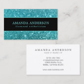 スタイリッシュティール（緑がかった色）グリッタースパークル名刺 名刺 (正面/裏面)