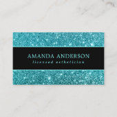 スタイリッシュティール（緑がかった色）グリッタースパークル名刺 名刺 (正面)