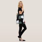 スタイリッシュティール（緑がかった色）グリーン白黒パターン トートバッグ (モデル)